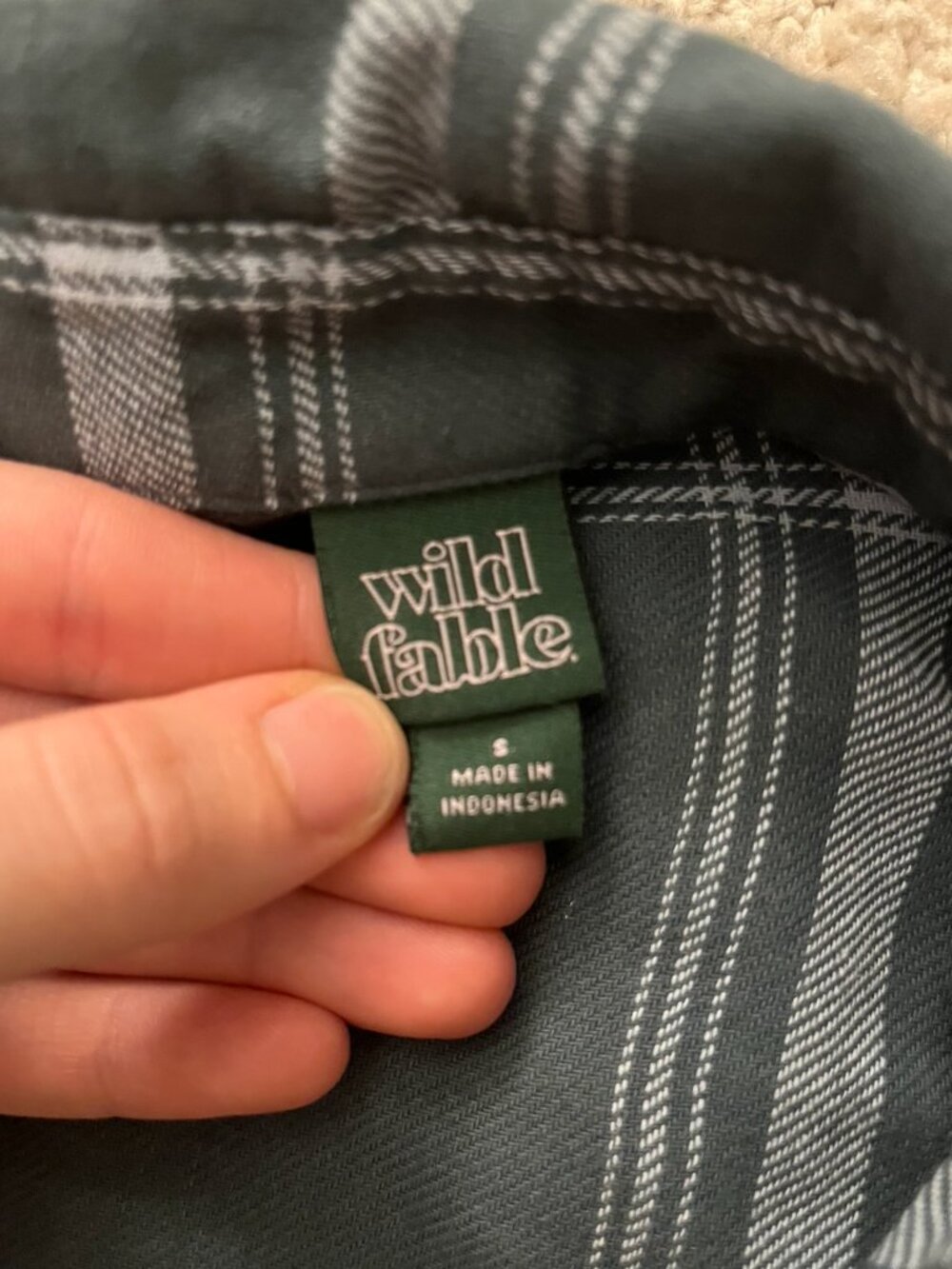 Wild Fable Dark Green and White Oversized Flannel T-Shirt - Picture 2 of 2